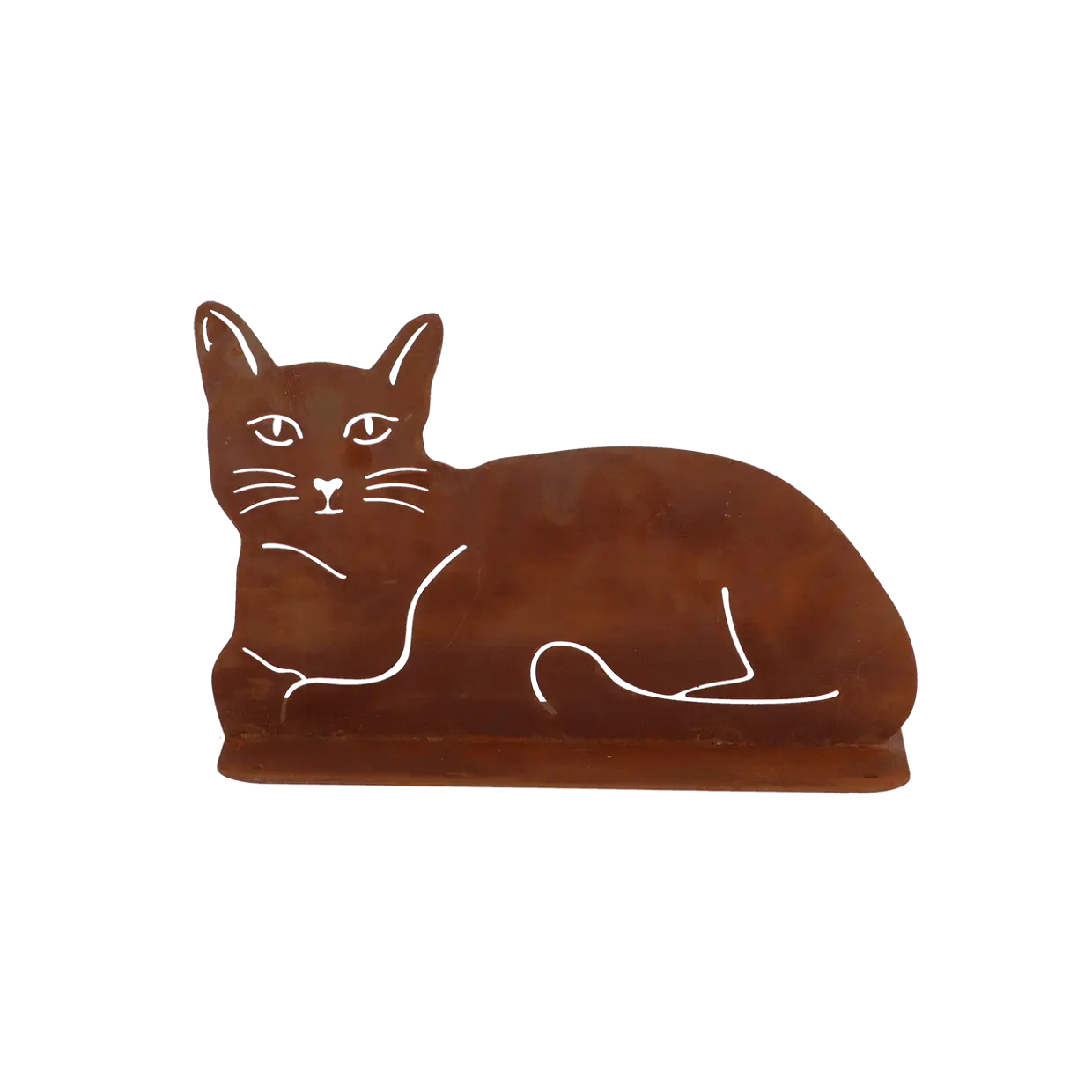 Kat liggend staal roest tuinbeeld